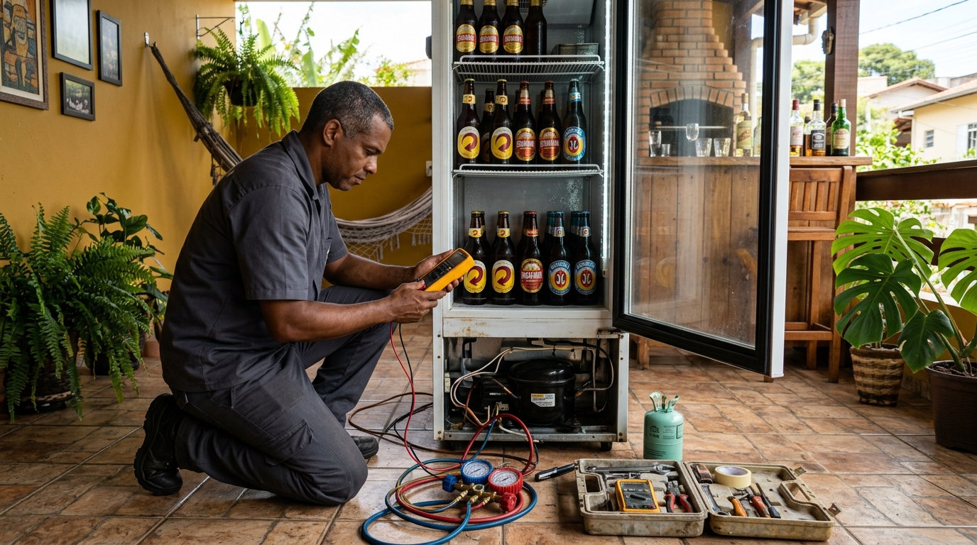 Manutenção da placa eletrônica de cervejeira no Samapi, Teresina‑PI