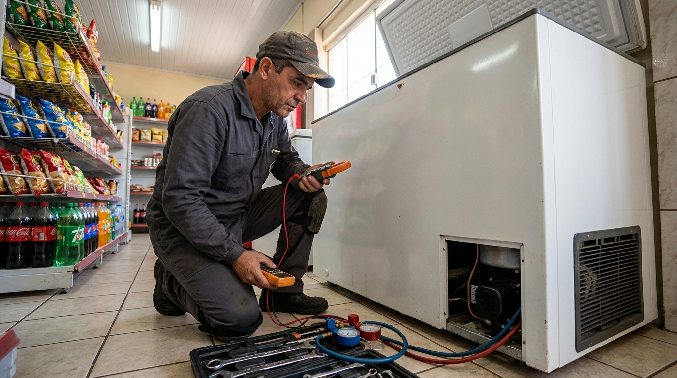 Reparo na placa eletrônica do freezer no Samapi, Teresina‑PI